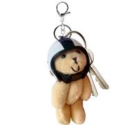 Purse Bear Charm, Plush Bag Accessory with Helmet, Stylish Animal Keyring Pendant, Cute Ornament for Women, Travel Backpack, Wallet, Home Decoration, Gift Idea, Fashion Accent