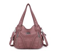 Purses and Handbags Women Fashion Tote Bag Shoulder Bags Top Handle Satchel Purses Washed Synthetic Leather Handbag… 1-1#d.pink 13.8 * 4.7 * 11.8 inches