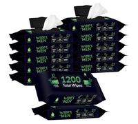 Pursonic Man Wipes Lot de 12 1200 lingettes jetables parfumées à la menthe avec aloe vera et vitamine E, 100 % à base de plantes, pour usage domestique, sans danger pour les septiques et les alca