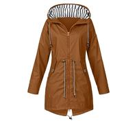 Pursuit-W Veste imperméable légère solide vêtements de sport en plein air à capuche veste à manches coupe-vent à la mode nouveau poncho imperméable pratique coupe-vent imperméables (02-Coffee, XXXL)