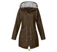 Pursuit-W Veste imperméable légère solide vêtements de sport en plein air à capuche veste à manches coupe-vent à la mode nouveau poncho imperméable pratique coupe-vent imperméables (02-Brown, L)