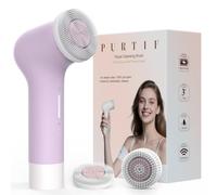 PURTIF Brosse de nettoyage électrique du visage, exfoliant rechargeable en silicone avec têtes de brosse brevetées à double anneau, 3 vitesses de rotation, brosse exfoliante non vibrante, pour soins