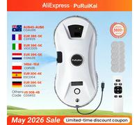 PuRuikai Robot de nettoyage de vitres automatique, robot nettoyeur de vitres à pulvérisation automatique, aspiration 5600 Pa, télécommande, détection des bords PRK-11 white