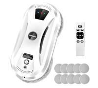 PuRuiKai Robot Laveur de Vitres PRK-N361, avec Télécommande, 10 Chiffons de Nettoyage, Corde de Sécurité et Flacon Pulvérisateur