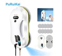 PuRuiKai Robot Nettoyage Vitre 5600Pa pour Fenêtre, Carrelage en Céramique, Miroir, 12 Chiffons