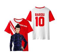 Puruuige Blue Lock T-shirt Anime 3D Motif à manches courtes Isagi Yoichi Imprimé Hommes Décontracté Col rond Dessin animé Mode Sport Pullover Tops XXS-4XL, Barou Shouei, 4XL