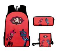Puruuige Hazbin Ensemble de sacs à dos d'école 3 en 1 avec sac à déjeuner et trousse à crayons pour enfants et adolescents, Type 7., 40 x 13 x 30 CM