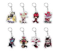 Puruuige Lot de 8 porte-clés Hazbin Hôtel Cosplay Ange Dust - Série créative - Accessoires d'anime - Pendentifs en acrylique - Cadeaux de collection, 8 pièces., 6 cm