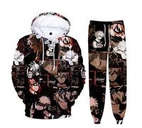 Puruuige MHA Ensemble de survêtement Bakugo Katsuki - Ensemble sweat à capuche et pantalon de survêtement - Imprimé 3D - Automne et hiver - Avec cordon de serrage - 2 pièces, Bakugou Katsuki-B, M