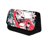 Puruuige trousse à crayons Anime pour filles et garçons Hazbin Hôtel Grande capacité Organiseur de papeterie Alastor Ange Double couche Trousse scolaire