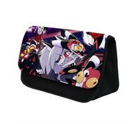 Puruuige Trousse à crayons Anime pour filles et garçons Hazbin Hôtel Grande capacité Trousse de papeterie Alastor Ange Double couche Trousse à crayons scolaire Organiseur de papeterie pour enfants