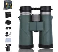 Puruxe Binoculars for Adults High Powered, Puruxe 10×42 HD Binoculars, with BAK4 Prism Glass, IPX7 Waterproof, High-Powered Magnification for Birdwatching/Hiking/Cruise (Green with Phone Holder)