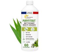Puryfitout | Détergent Multi-Surfaces | Huiles Essentielles | Bio | 1L | Fleurance Nature | Nettoyant Multi-Usage | Ecocert | Nettoie sols | Carrelages | Sanitaires | Dégraisse | Parfum Eucalyptus