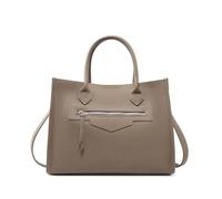 PURYN Sac à main de grande capacité pour femme en cuir véritable de haute qualité, sacs de luxe de créateur, sac de banlieue décontracté, gris, 33-26-13 cm
