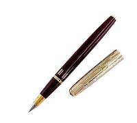 PURYN Stylo-plume doré à double pierre bleue avec piston sous vide - Fournitures de bureau - Rouge foncé