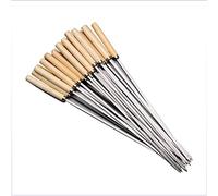 Purzen Brochettes Barbecue 35cm, Piques à Brochettes INOX Réutilisables avec Manche en Bois, Brochettes Métal pour Viande, Légumes,25pcs