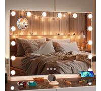 Puselo Miroir de Maquillage Hollywood - 14LED Dimmables, Miroir Coiffeuse avec 3 Modes Lumière, Contrôle Tactile, Montage Table/Mur, 50x42 cm
