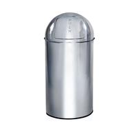 hjh OFFICE 741007 Poubelle XXL Push Chrome 50L Collecteur de déchets rétro avec clapet à Poussoir