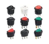 Push Button Circle Rocker Switch Pin Position 250V Snap-in Light On Off On Smart Eletronics Switches Cap Cover Led NWPNLXEA(2Pcs On-Off 2pin,Green)