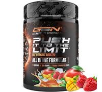 Push it to the Limit - Pré-entraînement avec L-arginine + citrulline + L-tyrosine + L-théanine + L-carnitine + AAKG + taurine + rhodiola rosea + caféine - Hautement dosé - 360 g - Mangue Fraise