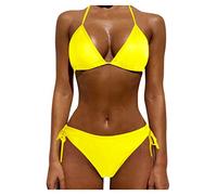 Push Piece Femmes Deux Ensembles Taille Maillot De Bain Bikini Beachwear Up Plus Maillots De Bain Tankinis Ensemble Maillot De Bain Une Pièce Fille Haut De Bikini Jaune Fluo