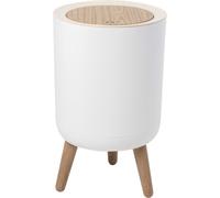 Poubelle de salle de bain push MALMO Bois clair Polypropylène 7 L blanc