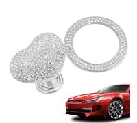 Push Start Button Cover - Metal Clay Rhinestones 3.8cm | Rhinestone Decorative Ring With Strong Adhesive For Ignition Button | Car Interior Accessory For Sedan Truck ATV RV Motorhome Use