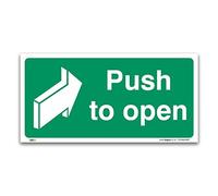 Push to Open Sign, British Standard Sortie de Secours de Sécurité de Porte Signes, Plastique Rigide, 100 x 50mm