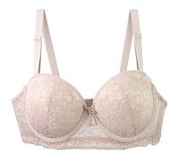 Push Up Bra Underwired for Full Bust for Plus Size Support, Comfortable Lift, Everyday T-Shirt with Wide Straps on The Sides, Beige, 38A(Green,42A)