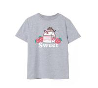 Pusheen Big Girls Grey Marl T-Shirt à Manches Courtes | Sweet Sips Design | Adorable Marchandise Confortable et élégant | Cadeau Parfait pour Les Fans de