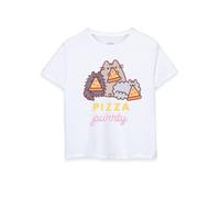Pusheen Big Girls T-Shirt Blanc à Manches Courtes | Pizza Purrty Cat Design | Adorable Marchandise Pusheen | Confortable et élégant | Cadeau Parfait pour Les Amoureux des Chats
