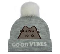 Pusheen - Bonnet à pompon Gris et Blanc "Good Vibes"