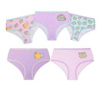 Pusheen Culotte Fille et Ados 5-14 Ans, Lot de 5 sous Vêtements, Culotte Coton, Comfy Ceinture Elastique, Cadeau Fille (7-8 Ans, Rose/Vert Pusheen)