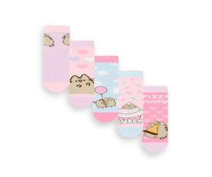 Pusheen Lot de 5 chaussettes pour filles | Chaussures multicolores avec motif chat mignon pour enfants | Kitten Snack Attack Ensemble de chaussettes confortables | Cadeau de marchandise de la série