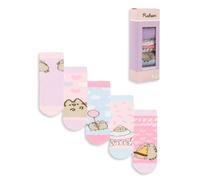 Pusheen Lot de 5 chaussettes pour filles | Chaussures multicolores avec motif chat mignon pour enfants | Kitten Snack Attack Ensemble de chaussettes confortables | Cadeau de marchandise de la série
