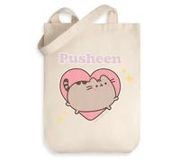 Pusheen Sac fourre-tout beige en forme de cœur pour dames | Design cartoon classique pour transporter des objets | Usage quotidien | Durable et élégant | Produits