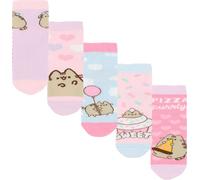 Pusheen - Set de chaussettes "Sweet Pizza Party" pour filles(pack de 5) NS8718 (20 EU - 23,5 EU) (Bleu/Rose/Violet)
