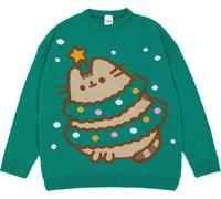 Pusheen - Sweat-shirt pour femme - design de Noël NS7522 (M) (Vert)