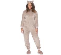 Pusheen the Cat Onesie Womens | Pyjama Tout-en-Un Ladies Novelty Brown | Chat de Dessin animé avec 3D Ears Tail Character Loungewear | Pusheen Cadeaux de Marchandise