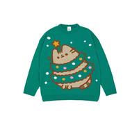 Pusheen Pull de Noël Vert pour Femmes | Pull de Vacances Festif - Mignon | Vêtements de Noël élégants The Cat | Sweat-Shirt Festif sur Le thème du Chat | Partagez l’Esprit des Fêtes