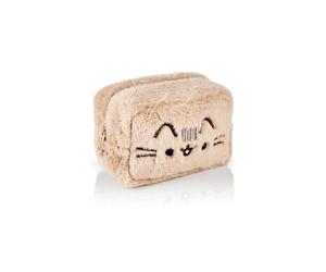 Pusheen Womens Fluffy Trousse de Maquillage | Mesdames sur Toute la Fourrure avec Logo brodé en Beige | Logo Classique Zip Cosmétique Sac De Rangement Chat Vêtements Conteneur Ample De Rangement