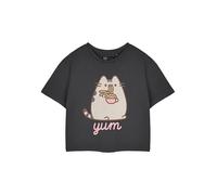 Pusheen Yum Noodles T-Shirt Court Anthracite pour Femme | T-Shirt Graphique à Manches Courtes | Vêtements de Dessin animé de Chat Mignon | Vêtements décontractés Confortables | Chemise imprimée