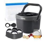 PushGoGo Machine à glaçons transparents, 4 grandes boules de glace transparentes de 6,1 cm pour whisky, cocktails, bourbon, moules à sphères de glace à 4 cavités en silicone sans BPA, faciles à