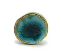 Pushka Home Céramique Crépitement Concave Doré Cratère Poignée Porte Placard - Turquoise & Doré