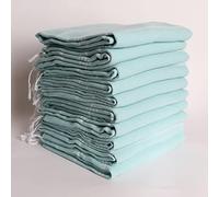 Puskul Lot de 10 serviettes de plage turques prélavées, 100 % coton, pour plage, spa, piscine, surf, gym, yoga (vert clair, 10)