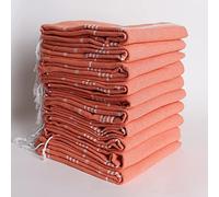 Puskul Textile - Lot abordable - Serviette turque pour plage, bain, spa, sauna, hammam, salle de sport, jeté, couverture - Serviette de plage peshtemal en coton turc doux - Sultan (orange, 10)