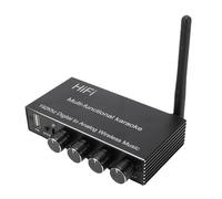 PUSOKEI Adaptateur 5.4, Mélangeur karaoké avec Boutons de Commande Rotatifs, Convertisseur Numérique vers Analogique avec Entrée USB AUX Coaxiale Optique et Sortie AUX 3,5 Mm