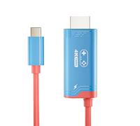 PUSOKEI Câble Adaptateur USB C vers HDMI pour Station D'accueil S witch 2, Câble HDMI 4K @ 144 Hz HDR Swi tch 2 Dock, 48 Gbit/s, Charge PD 100 W, Compatible avec witch/Steam (Rouge Bleu)