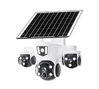 PUSOKEI Caméra de sécurité Solaire 4G LTE, Caméra Dôme Solaire à Triple Objectif 360°, Trois Caméras en Une, Pas de WiFi Nécessaire, Détection de Mouvement, Vision Nocturne (Version Asie-Pacifique)