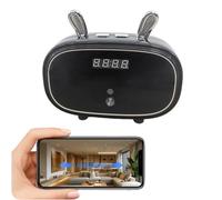 PUSOKEI Caméra D'horloge Intelligente, Caméras de Nounou D'intérieur WiFi 2,4 G avec Réveil, Alertes de Mouvement, Conversation Bidirectionnelle, Vision Nocturne, Moniteur Rotatif pour